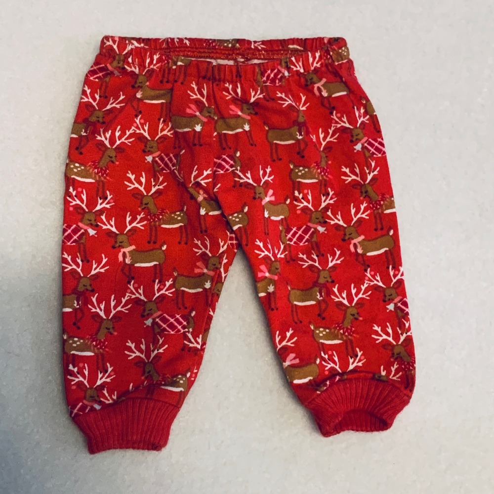 Bitty Baby Doll Pajama Pants Red Festive Reindeer Holiday Print American Girl‎